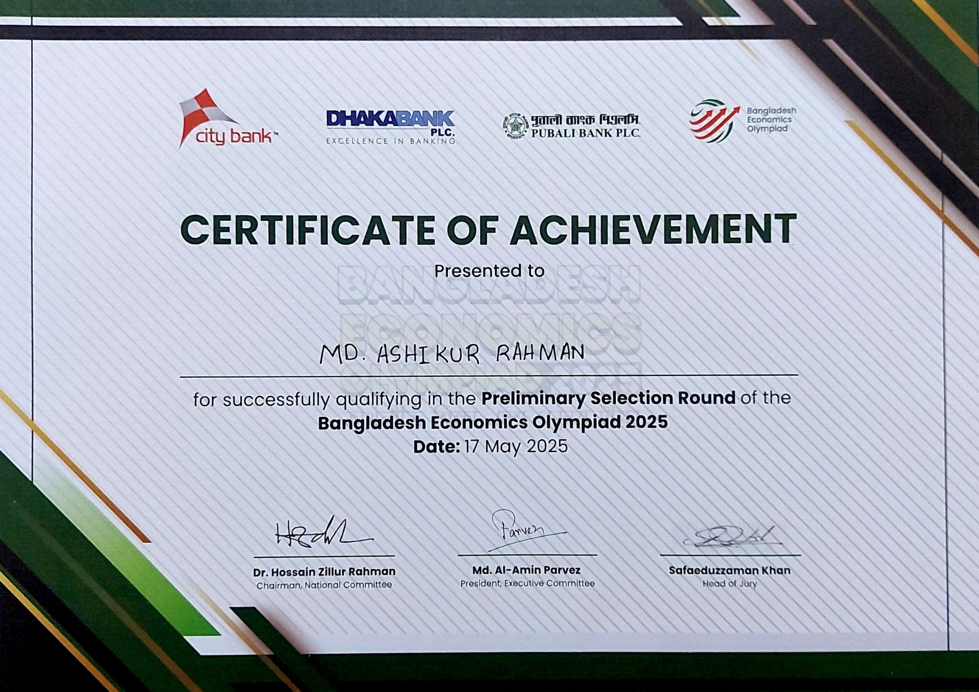 Olympiad Certificate 7